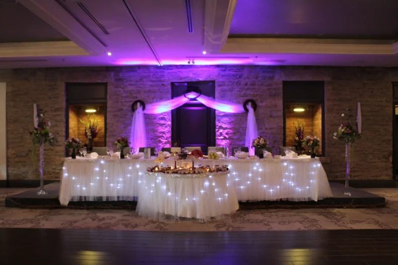 Wedding DJ setup at the Stone Mill Inn ballroom in St. Catharines