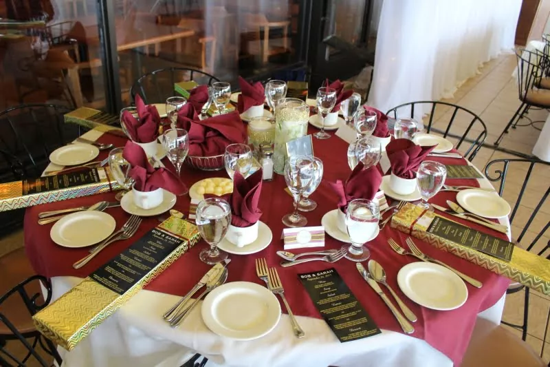 Wedding reception detail at Queen Victoria Place Restaurant